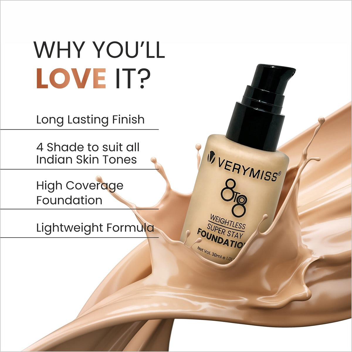 8 to 8 Weightless Super Stay Foundation - 111 IVORY