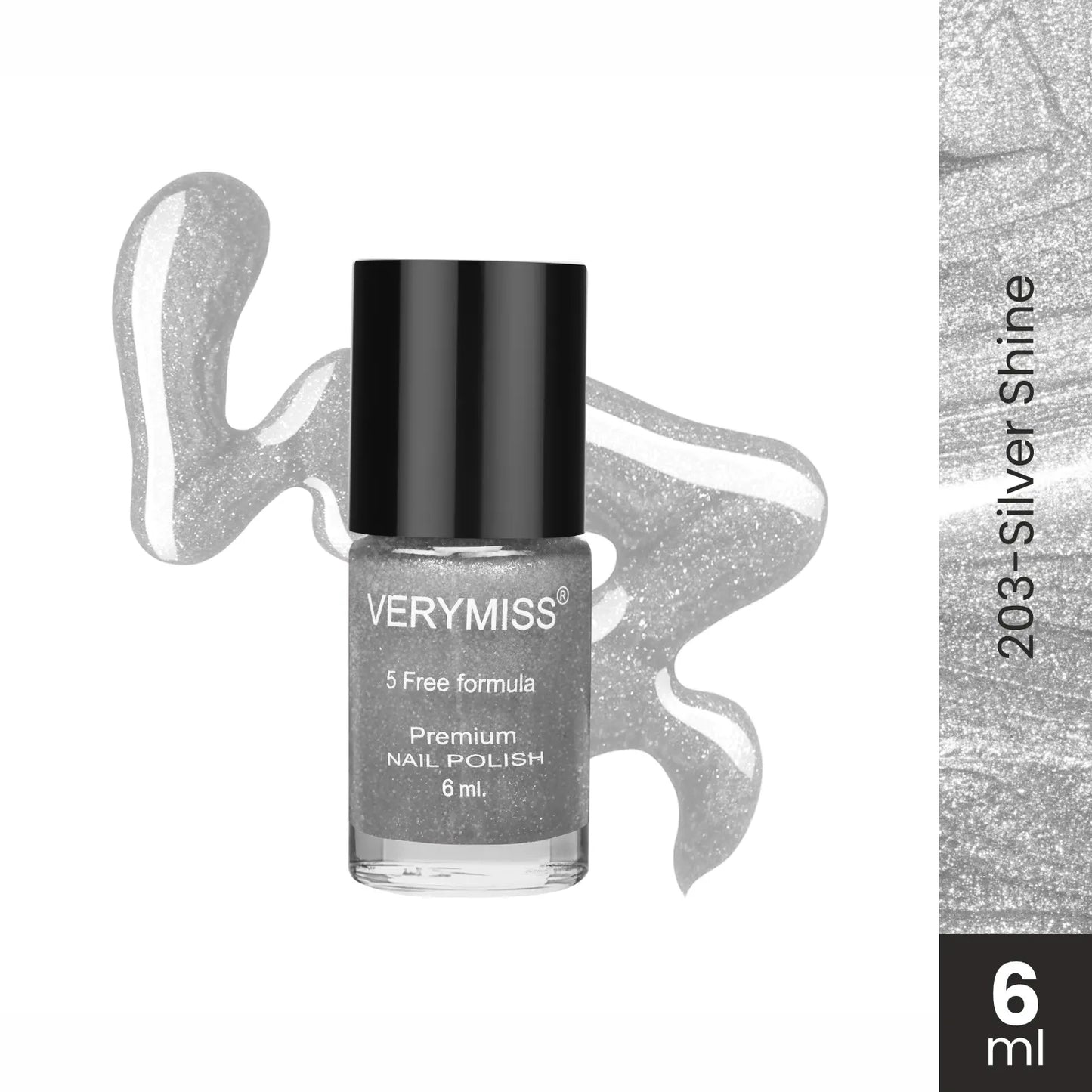 Premium Shimmer Nail Polish - 203 Silver Shine