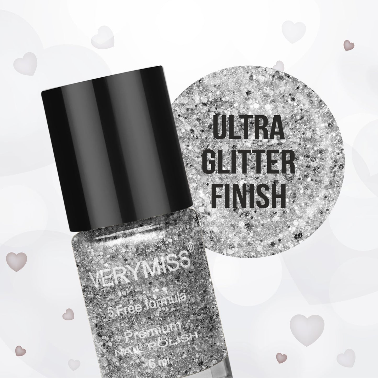 Premium Glitter Nail Polish - 222 Silk Silver