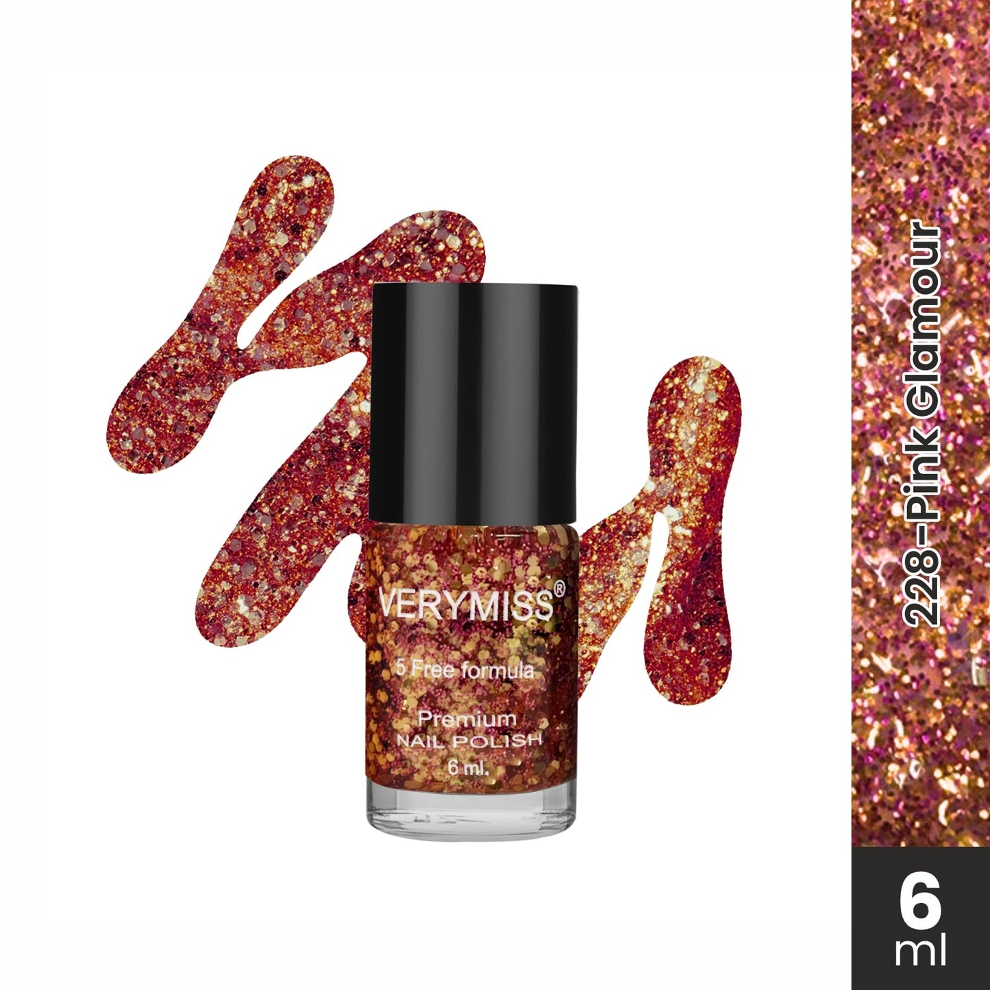Premium Glitter Nail Polish - 228 Pink Glamour