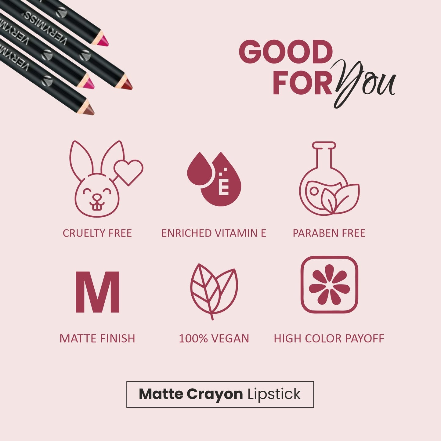 Smooth & Creamy Matte Crayon Lipstick (Set of 2 + Sharpener FREE)