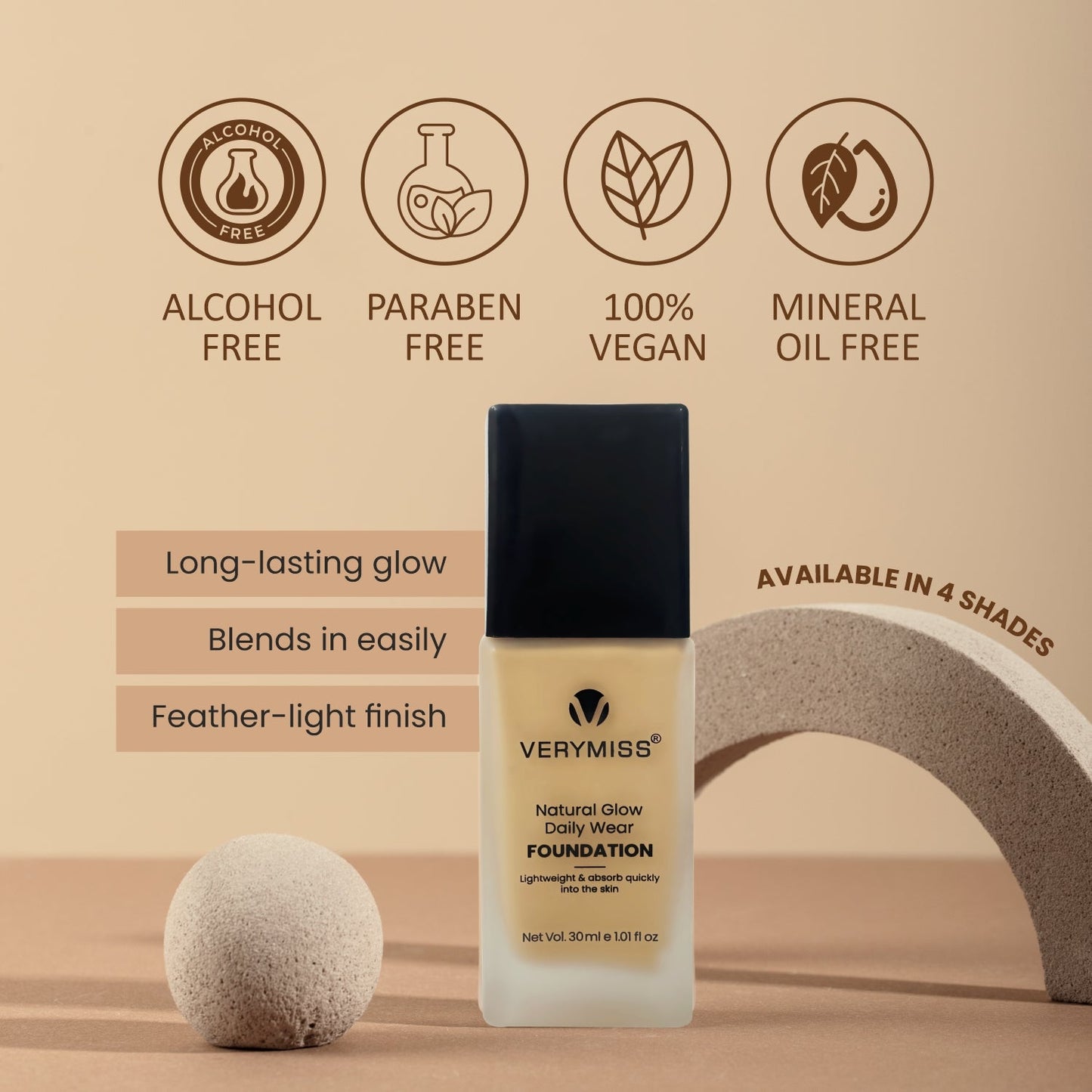 Natural Glow Daily Wear Foundation - 04 Ivory Beige - Dark Skin