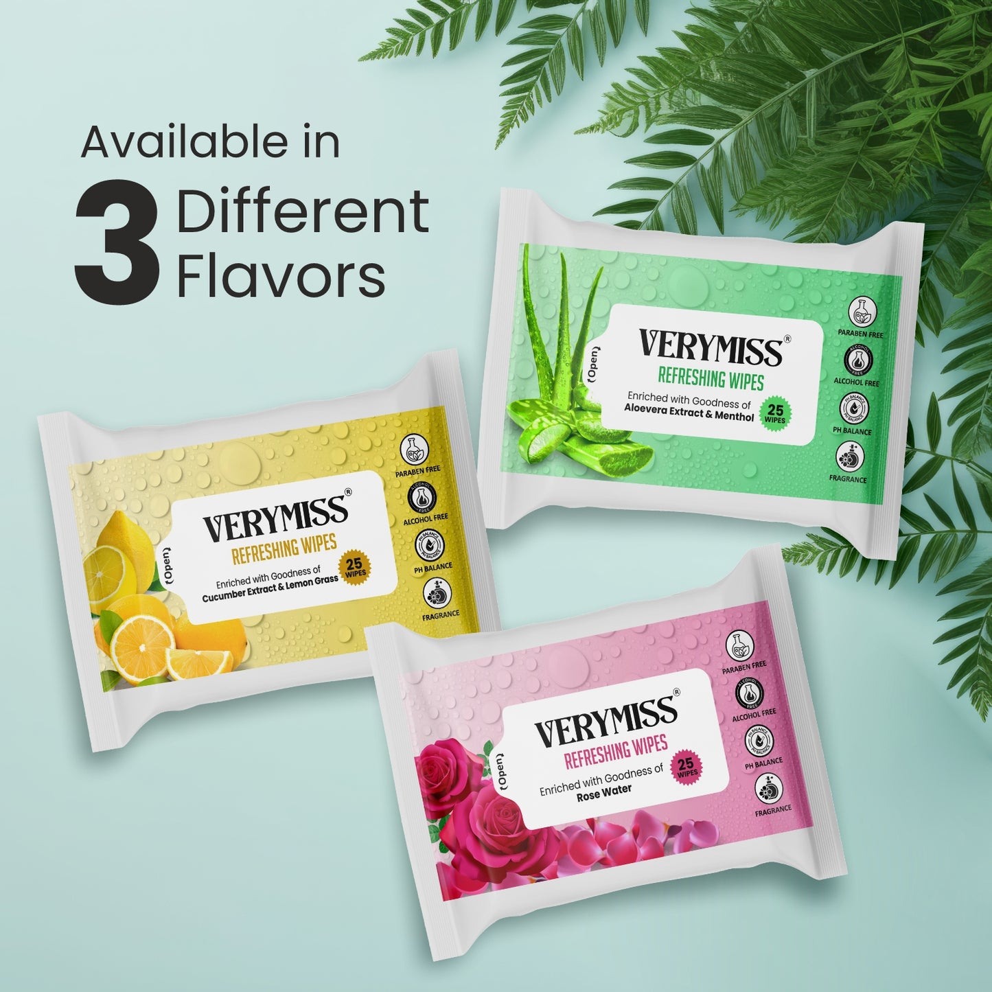 Verymiss Refreshing Wipes -02 Rose I 25 Wipes I Acetone-free I Soft, non-drying wipes I Travel-friendly pack I Transparent I Qty 1