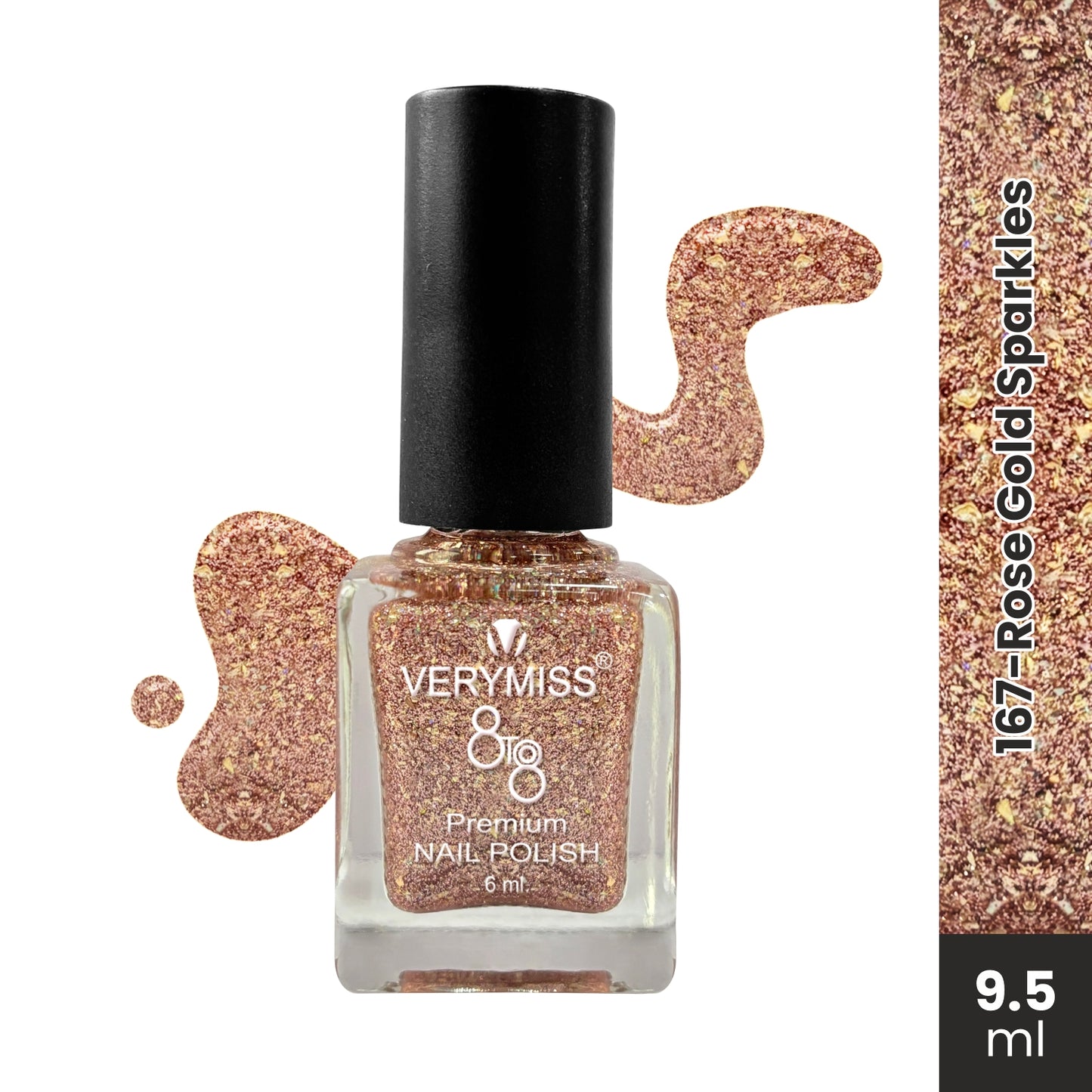 Premium Nail Polish - 167 Rose Gold Sparkles