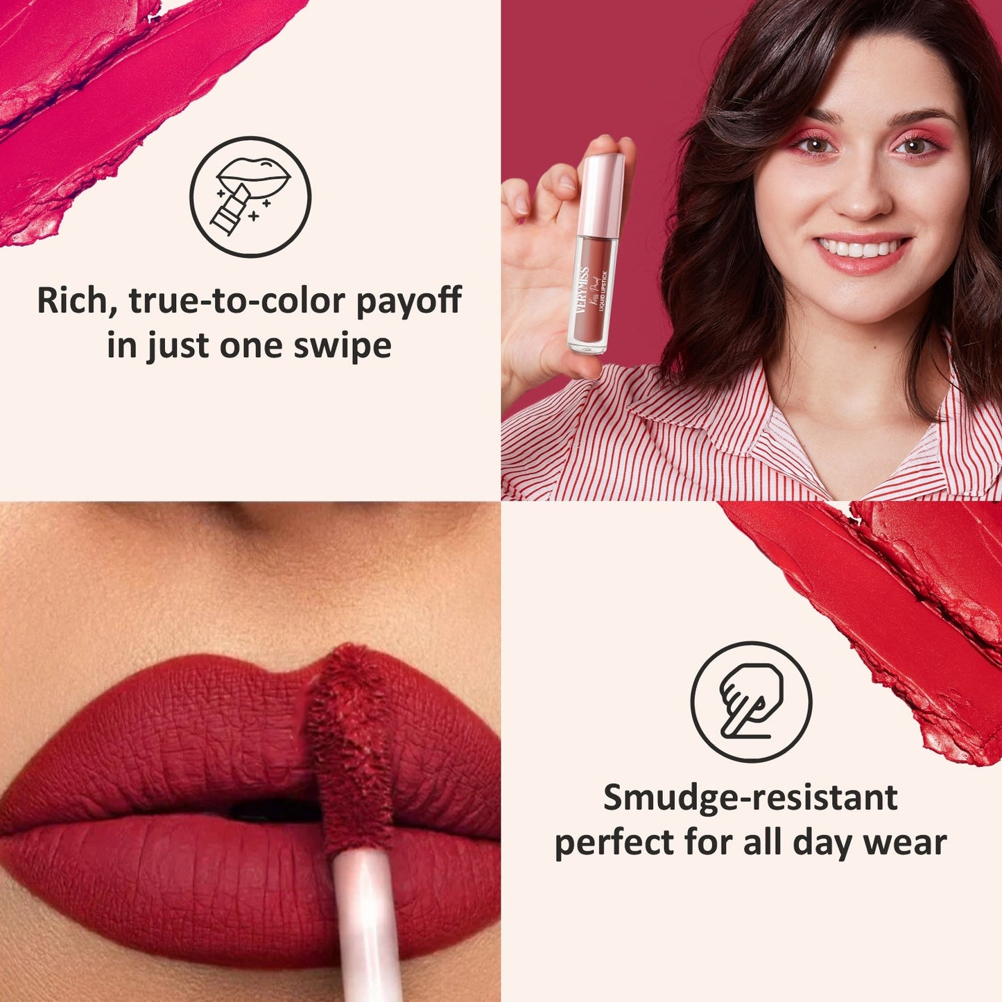 Kiss Proof Liquid Lipstick 1.6 ml I Rich, luxurious formula I Lightweight I long-wearing I 05 Rose Clay