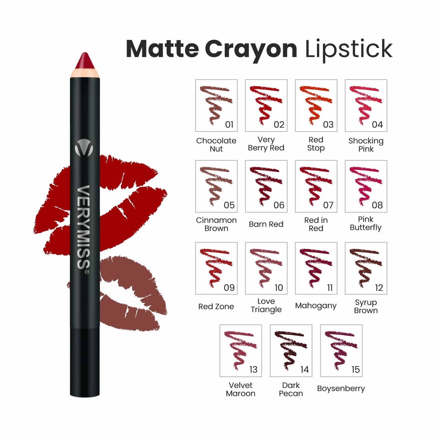 Matte Lip Crayon Lipstick - 13 Velvet Maroon