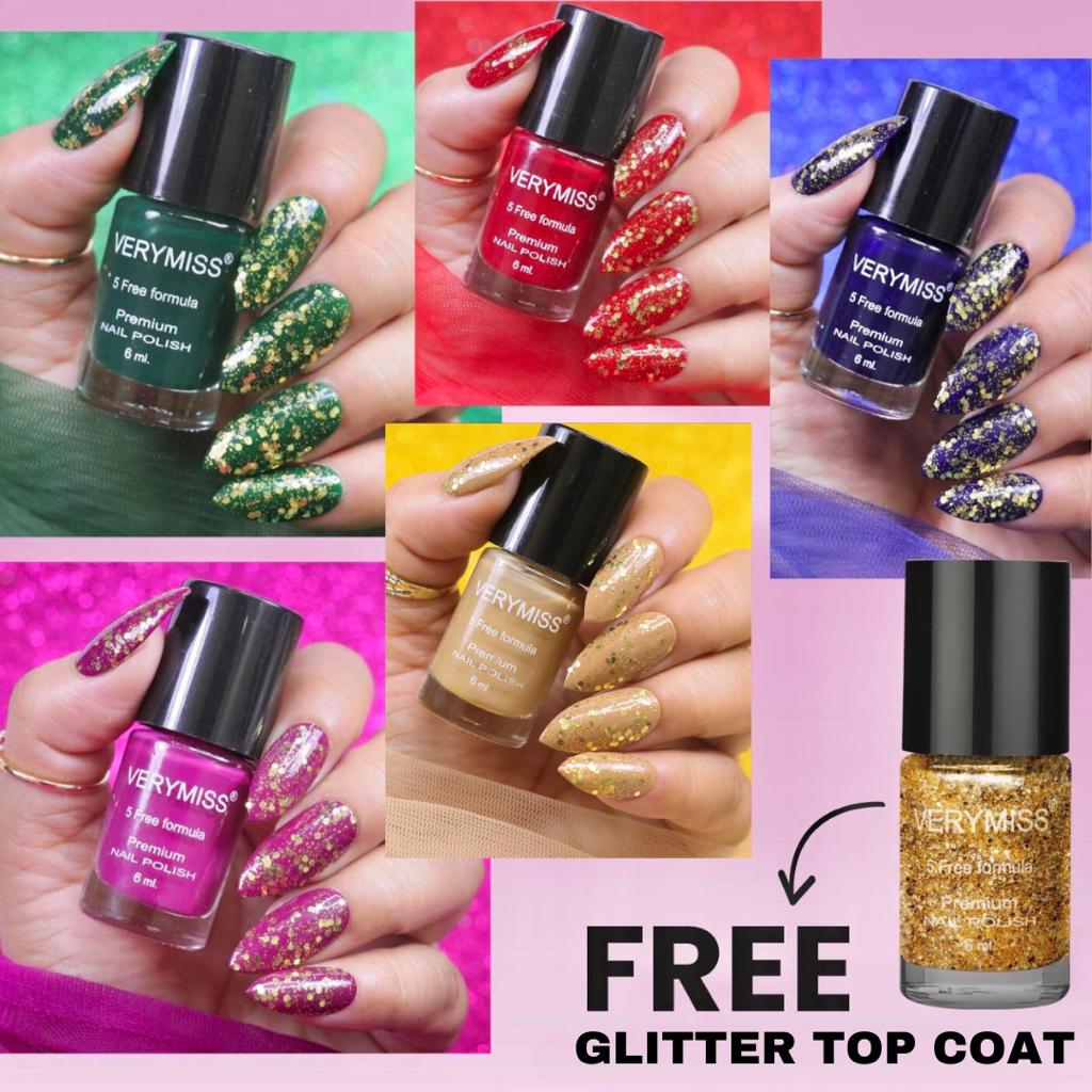 Festive Nail Polish Combo + FREE Glitter Top Coat