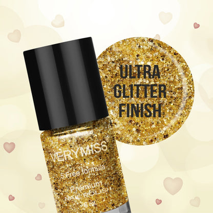 Premium Glitter Nail Polish - 221 Disco Gold