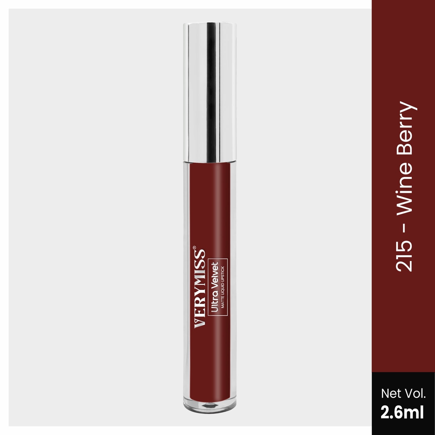 Ultra Velvet Matte Liquid Lipstick 2.6 ml I Waterproof & Smudge Proof I Cruelty free I One Swipe Application I 215 Wine Berry