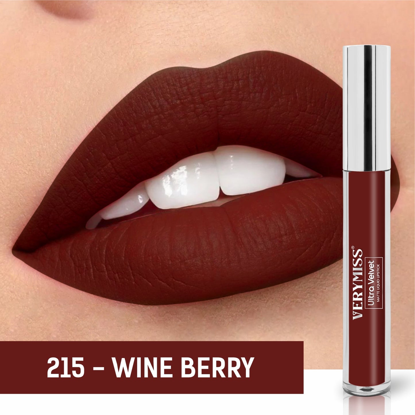 Ultra Velvet Matte Liquid Lipstick 2.6 ml I Waterproof & Smudge Proof I Cruelty free I One Swipe Application I 215 Wine Berry