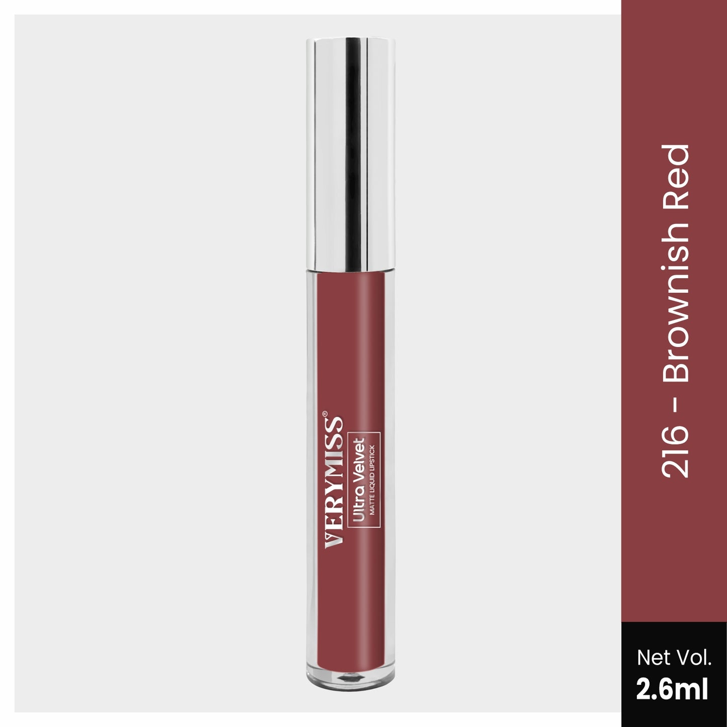 Ultra Velvet Matte Liquid Lipstick 2.6 ml I Waterproof & Smudge Proof I Cruelty free I One Swipe Application I 216 Brownish Red