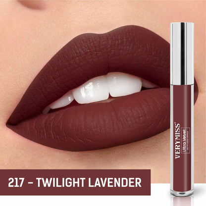 Ultra Velvet Matte Liquid Lipstick 2.6 ml I Waterproof & Smudge Proof I Cruelty free I One Swipe Application I 217 Twilight Lavender