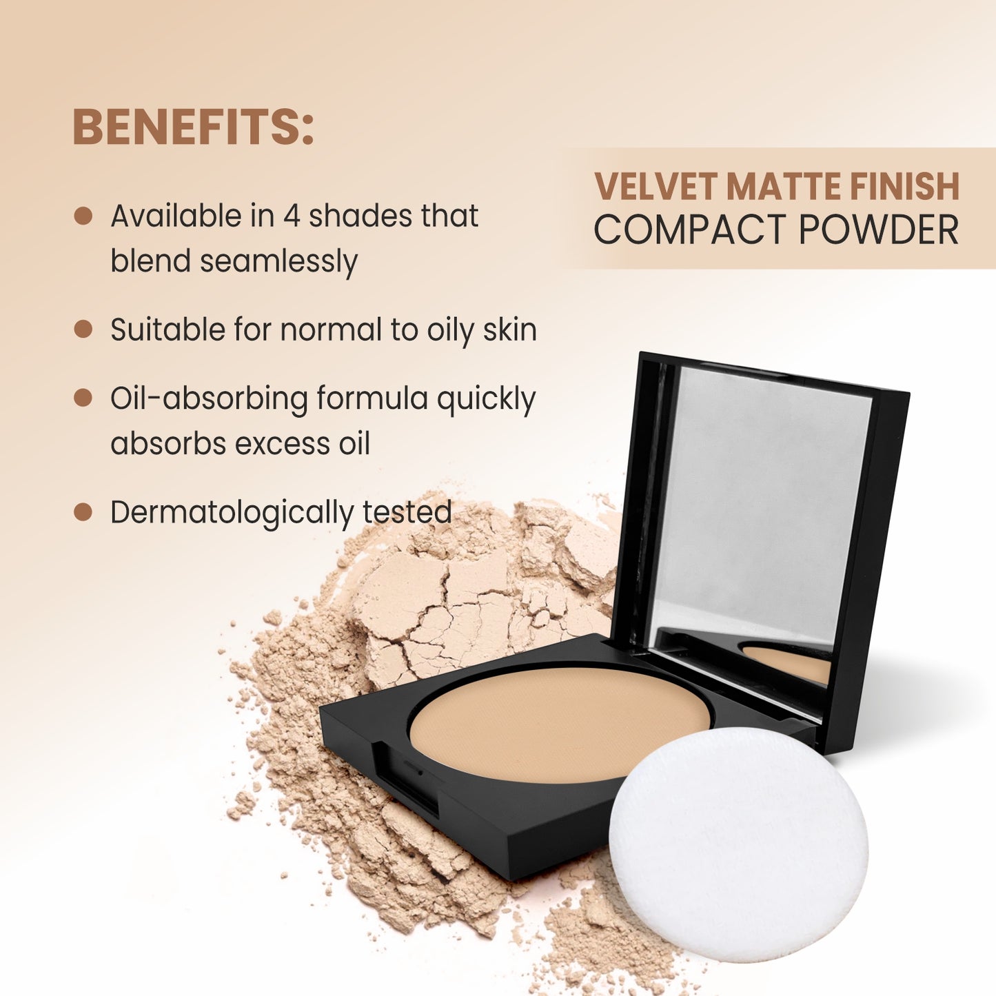 Verymiss Velvet Matte Finish Compact Powder 9 g I Comfortable for long-lasting I Non-oily matte finish I lightweight I 04 Ivory Beige