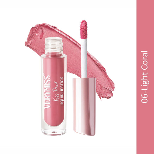 Kiss Proof Liquid Lipstick 1.6 ml I Rich, luxurious formula I Lightweight I long-wearing I 06 Light Coral