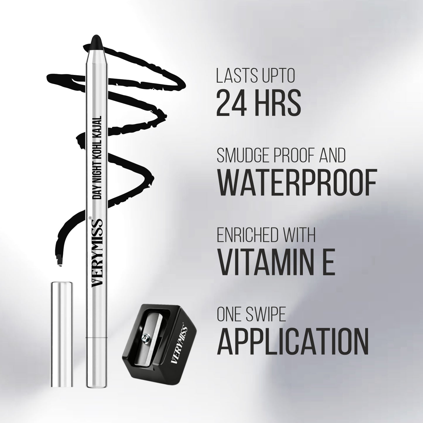 Verymiss Day Night Kohl Kajal with Sharpener 1.2 g - Black
