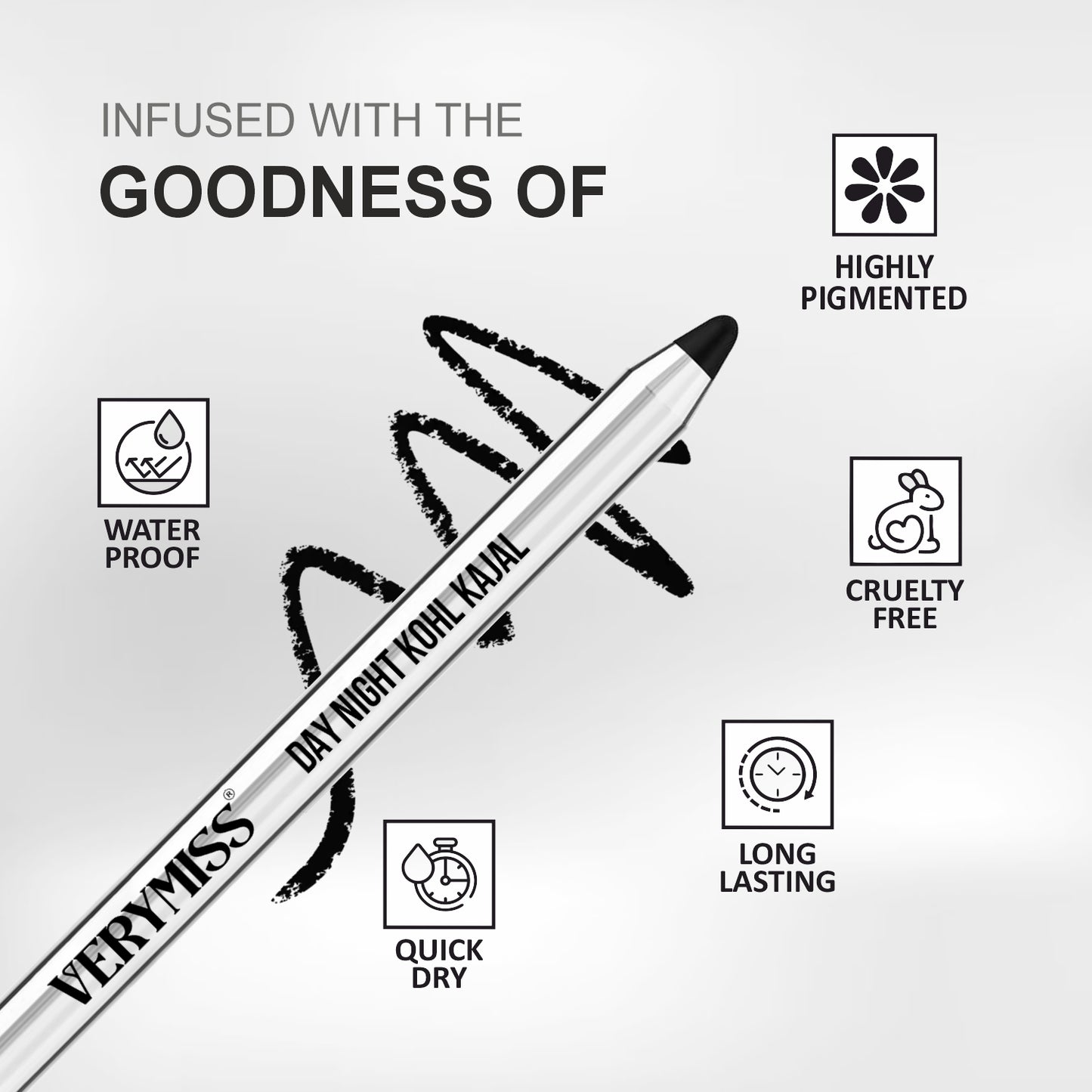 Verymiss Day Night Kohl Kajal with Sharpener 1.2 g - Black