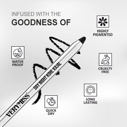 Verymiss Day Night Kohl Kajal with Sharpener 1.2 g - Black