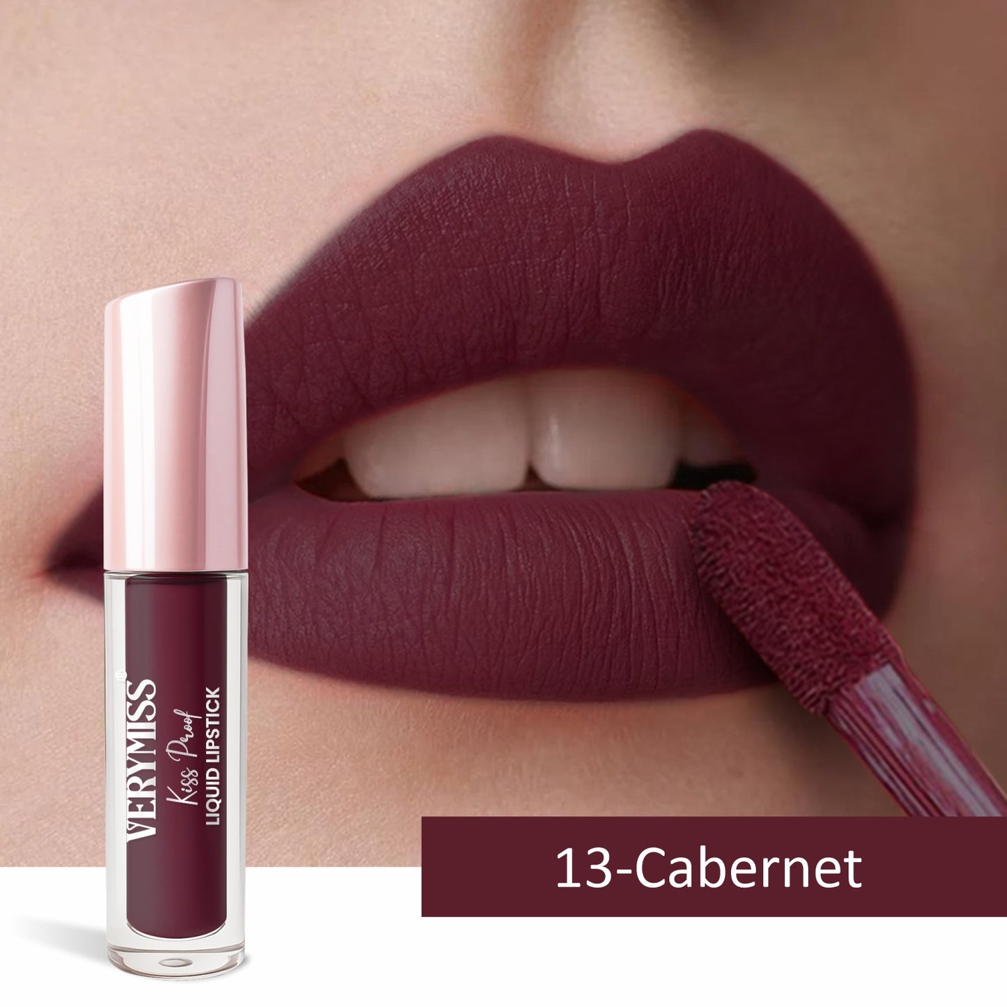 Kiss Proof Liquid Lipstick 1.6 ml I Rich, luxurious formula I Lightweight I long-wearing I 13 Cabernet