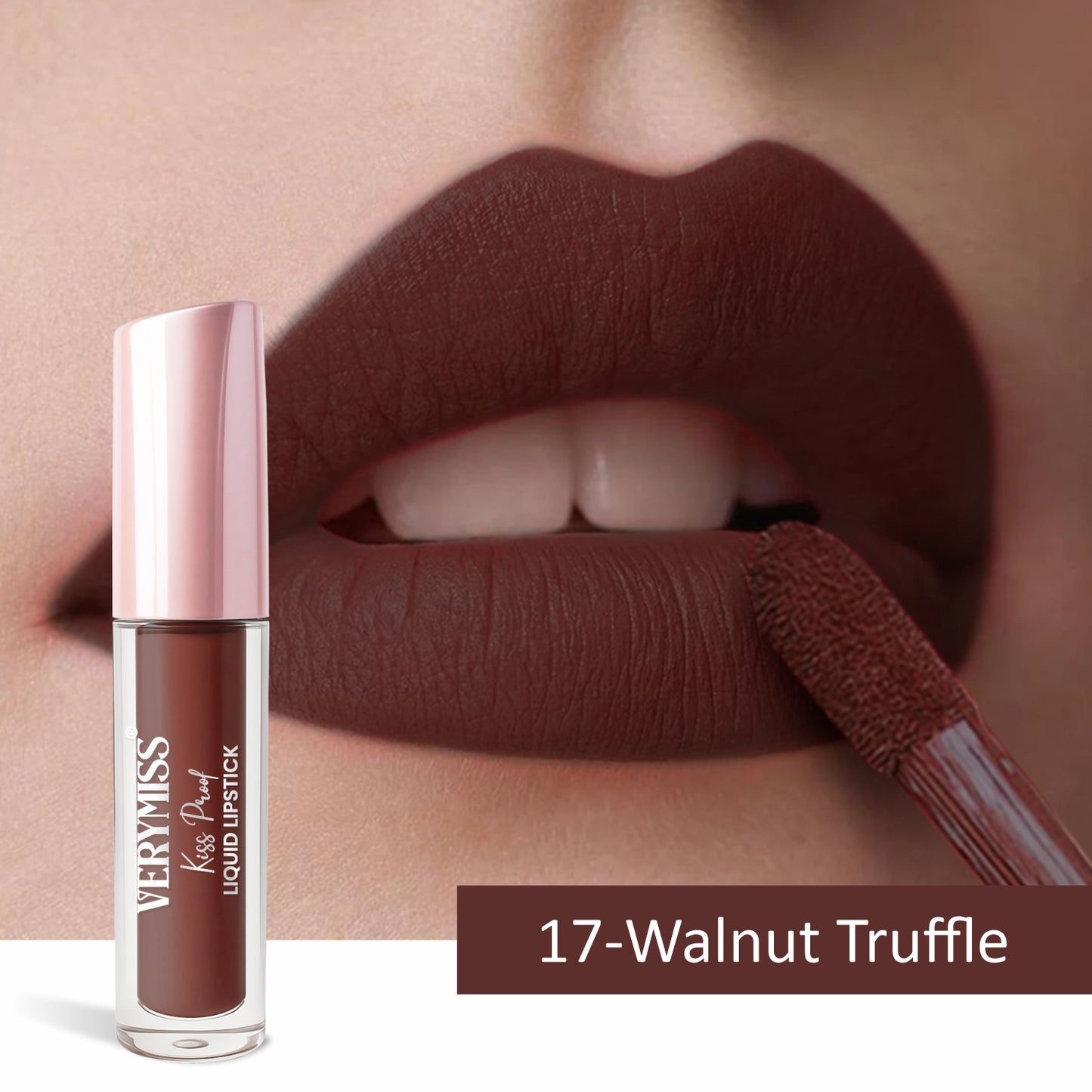 Kiss Proof Liquid Lipstick 1.6 ml I Rich, luxurious formula I Lightweight I long-wearing I 17 Walnut Truffle