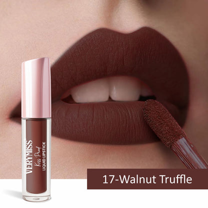 Kiss Proof Liquid Lipstick 1.6 ml I Rich, luxurious formula I Lightweight I long-wearing I 17 Walnut Truffle