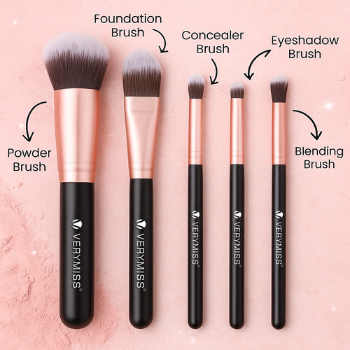 5 Full Face Makeup Brush Kit (Face + Eye)