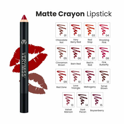 Matte Lip Crayon Lipstick - 02 Very Berry Red
