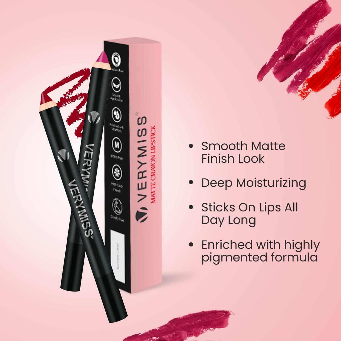 Matte Lip Crayon Lipstick - 02 Very Berry Red