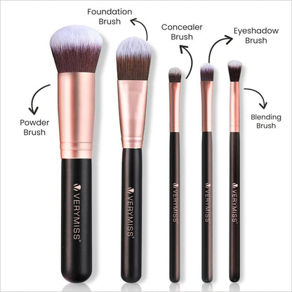 5 Full Face Makeup Brush Kit (Face + Eye)