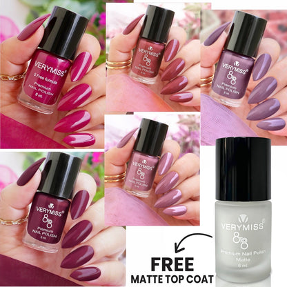 5 Trending Nail Polish Kit +  FREE Magic Matte Top Coat