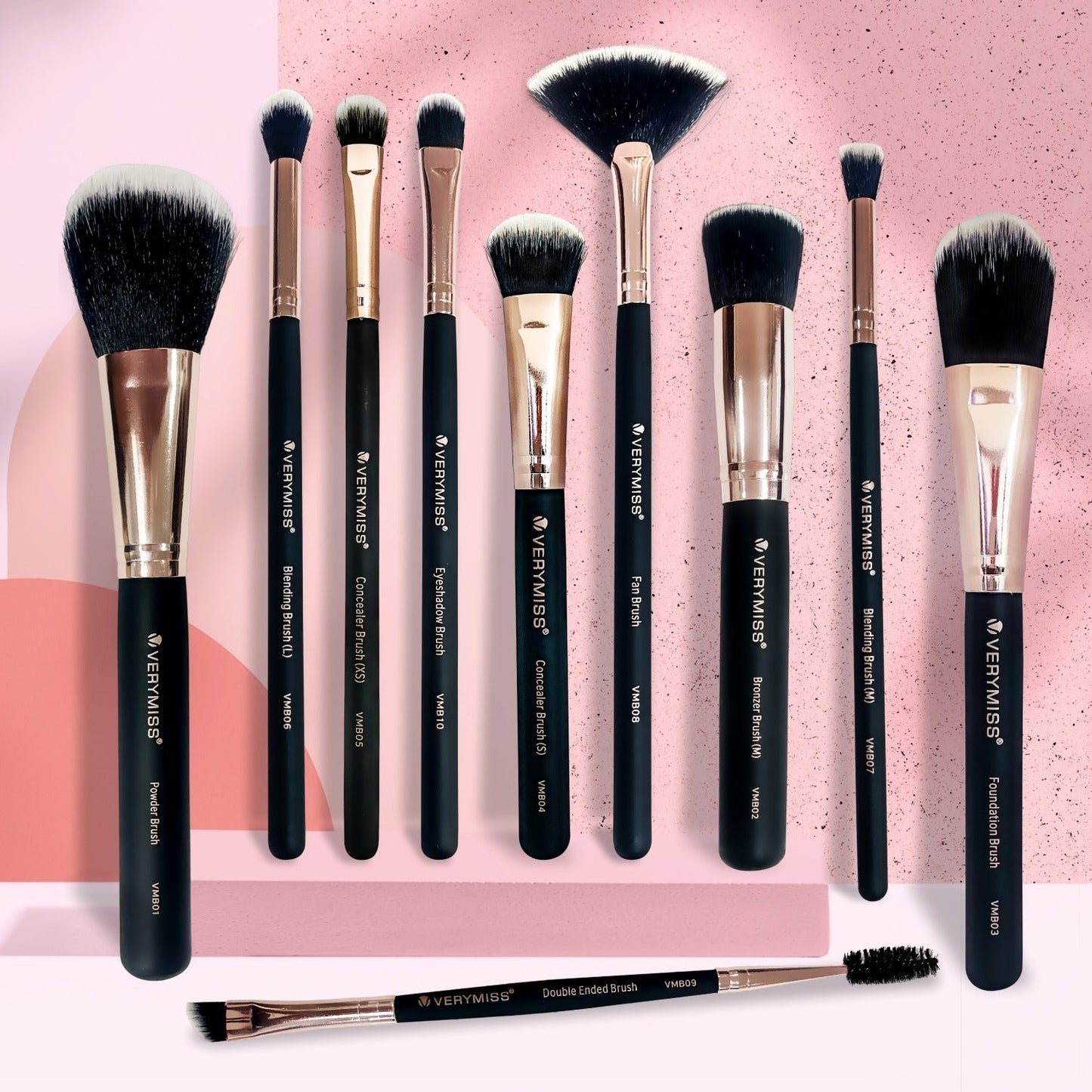 Set of 10 Professional Makeup Brushes