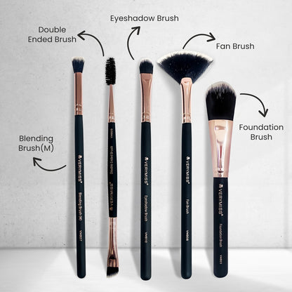 5 Professional Makeup Brushes (Face + Eye)