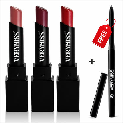 3 Ultra Creamy Matte Lipstick Kit + FREE Refreshing Wipes